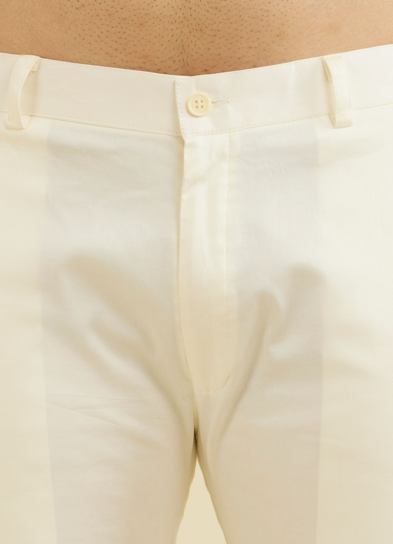 Manyavar Men Snow White Pencil Cut Trousers