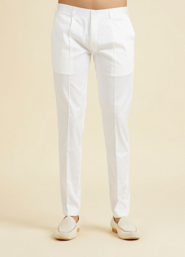 Manyavar Men Elegant White Spandex Lower