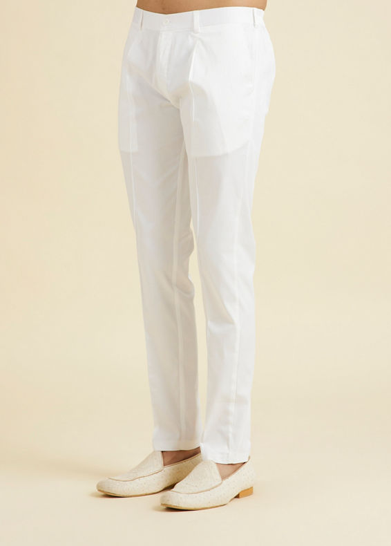 Manyavar Men Elegant White Spandex Lower