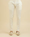 Manyavar Men Warm White Pencil Cut Trousers
