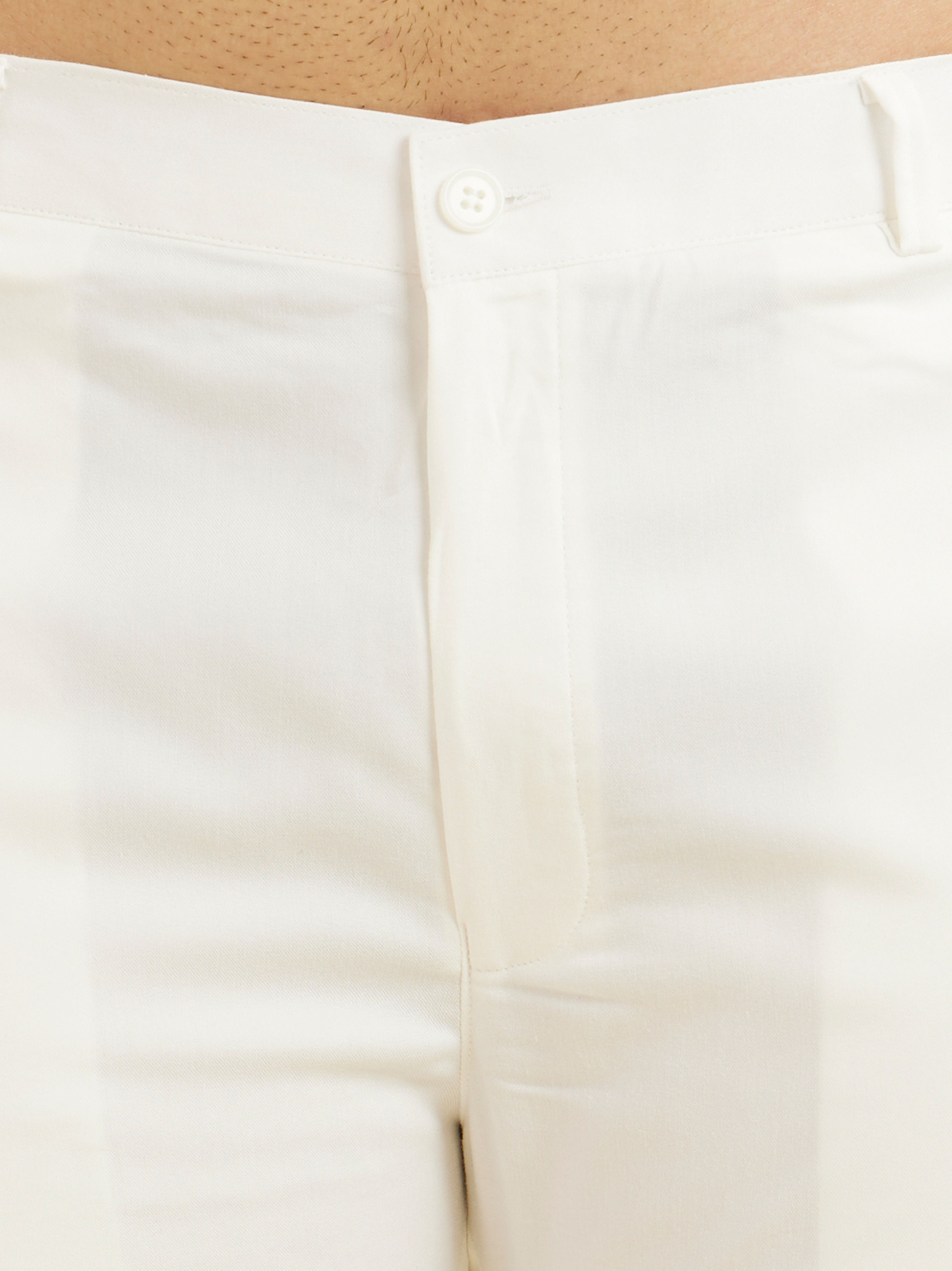 Manyavar Men Cloud White Pencil Cut Trousers