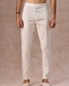 Manyavar Men Warm White Cotton Elegance Pant