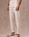 Manyavar Men Warm White Cotton Elegance Pant