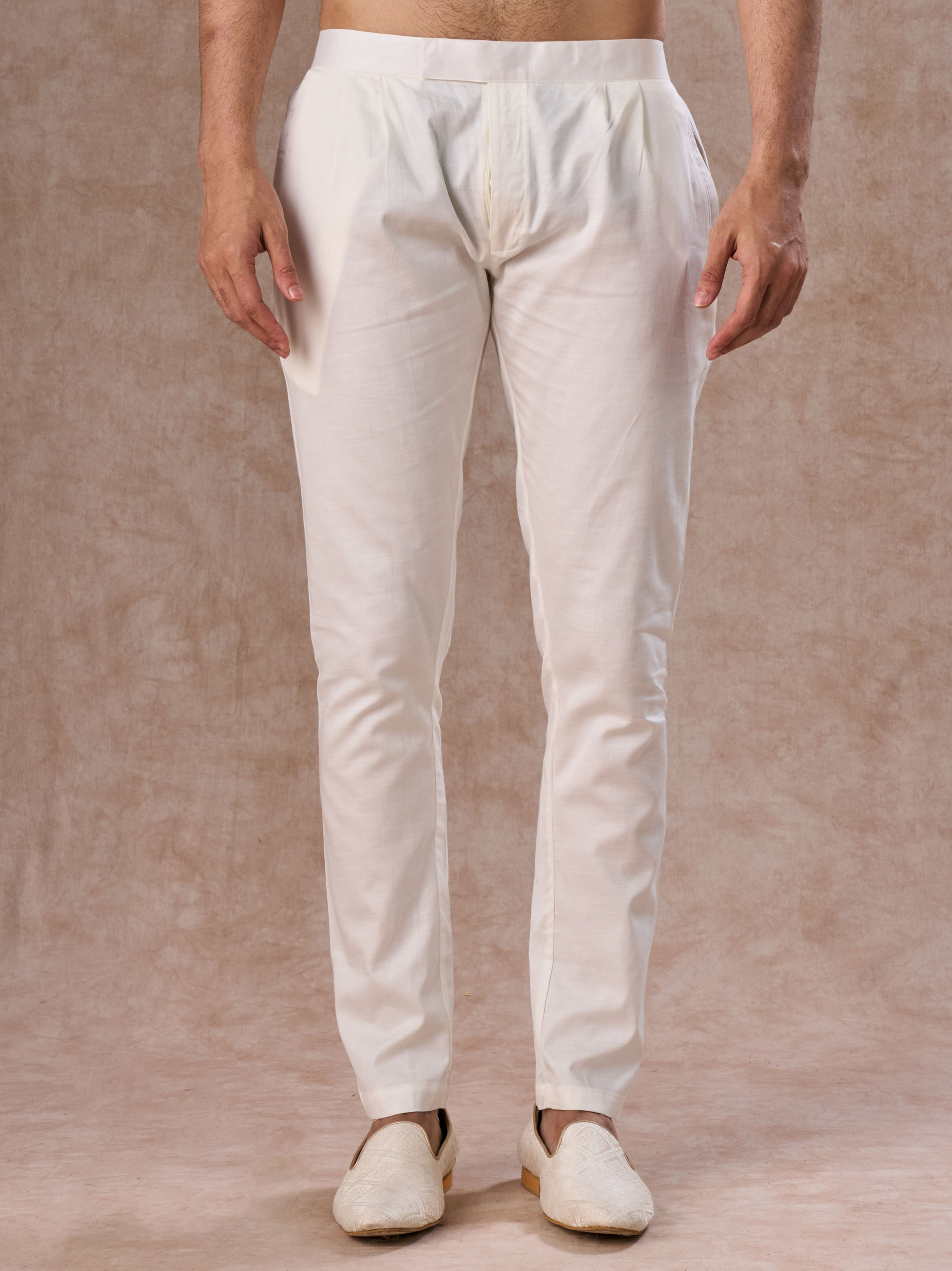 Manyavar Men Elegant Cream Event Pant