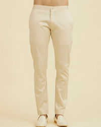 Manyavar Men Elegant Beige Occasion Pant