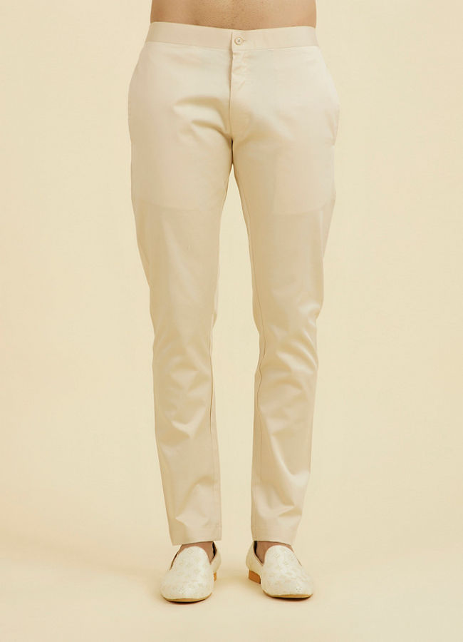 Manyavar Men Elegant Beige Occasion Pant