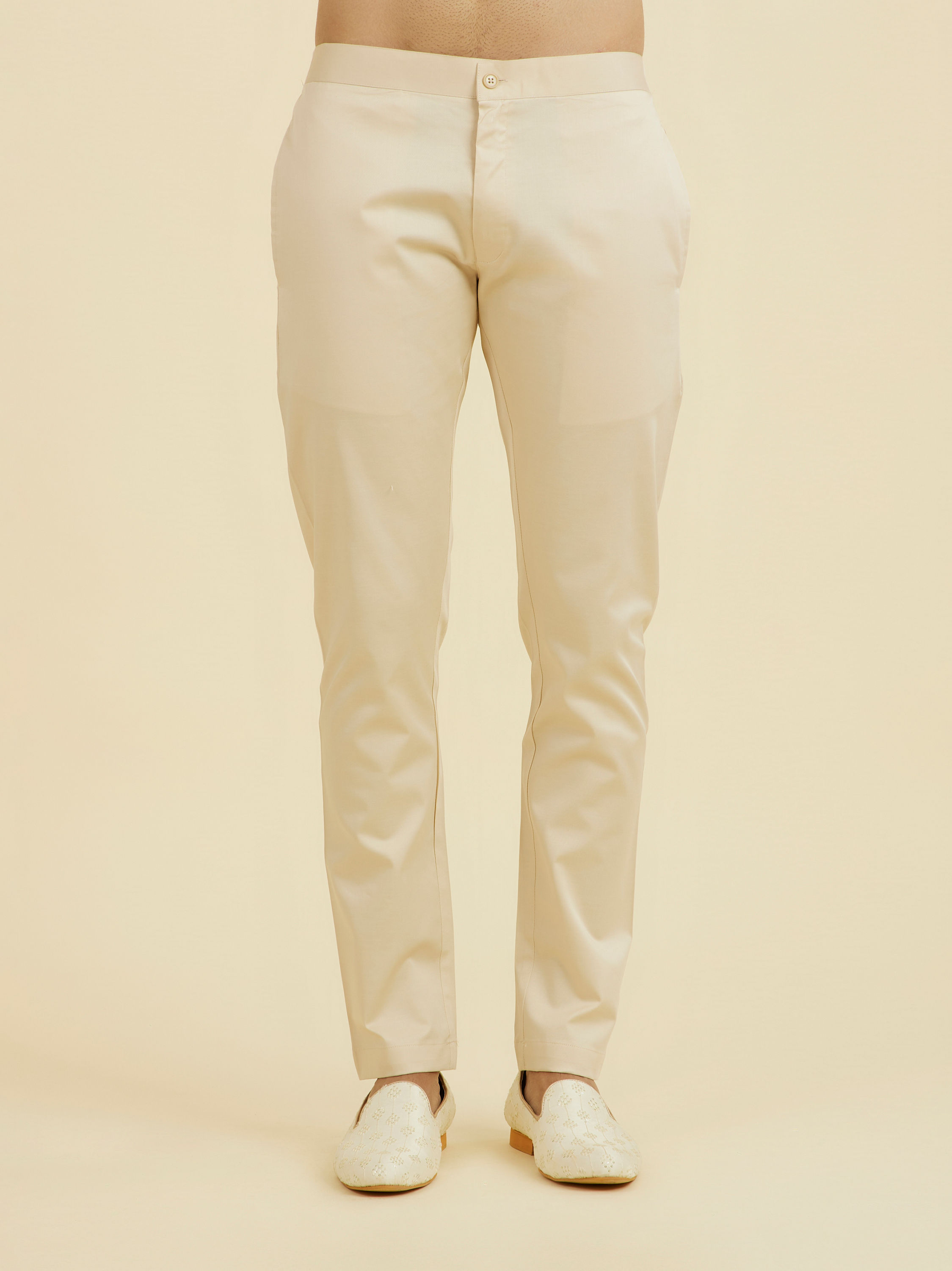 Manyavar Men Elegant Beige Occasion Pant