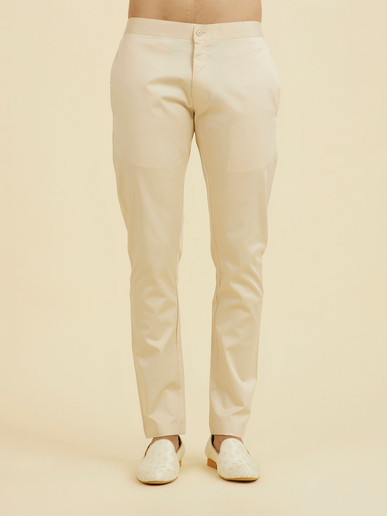 Manyavar Men Elegant Beige Occasion Pant