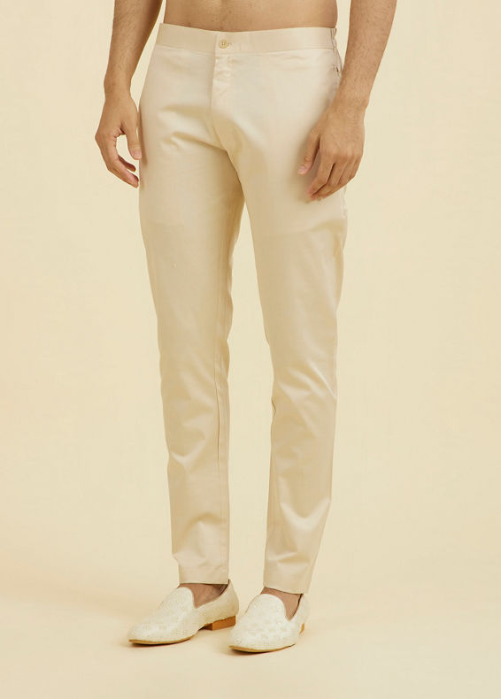 Manyavar Men Elegant Beige Occasion Pant