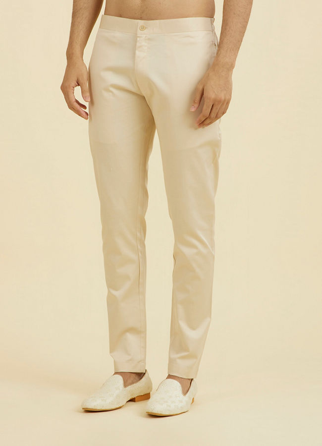 Manyavar Men Elegant Beige Occasion Pant