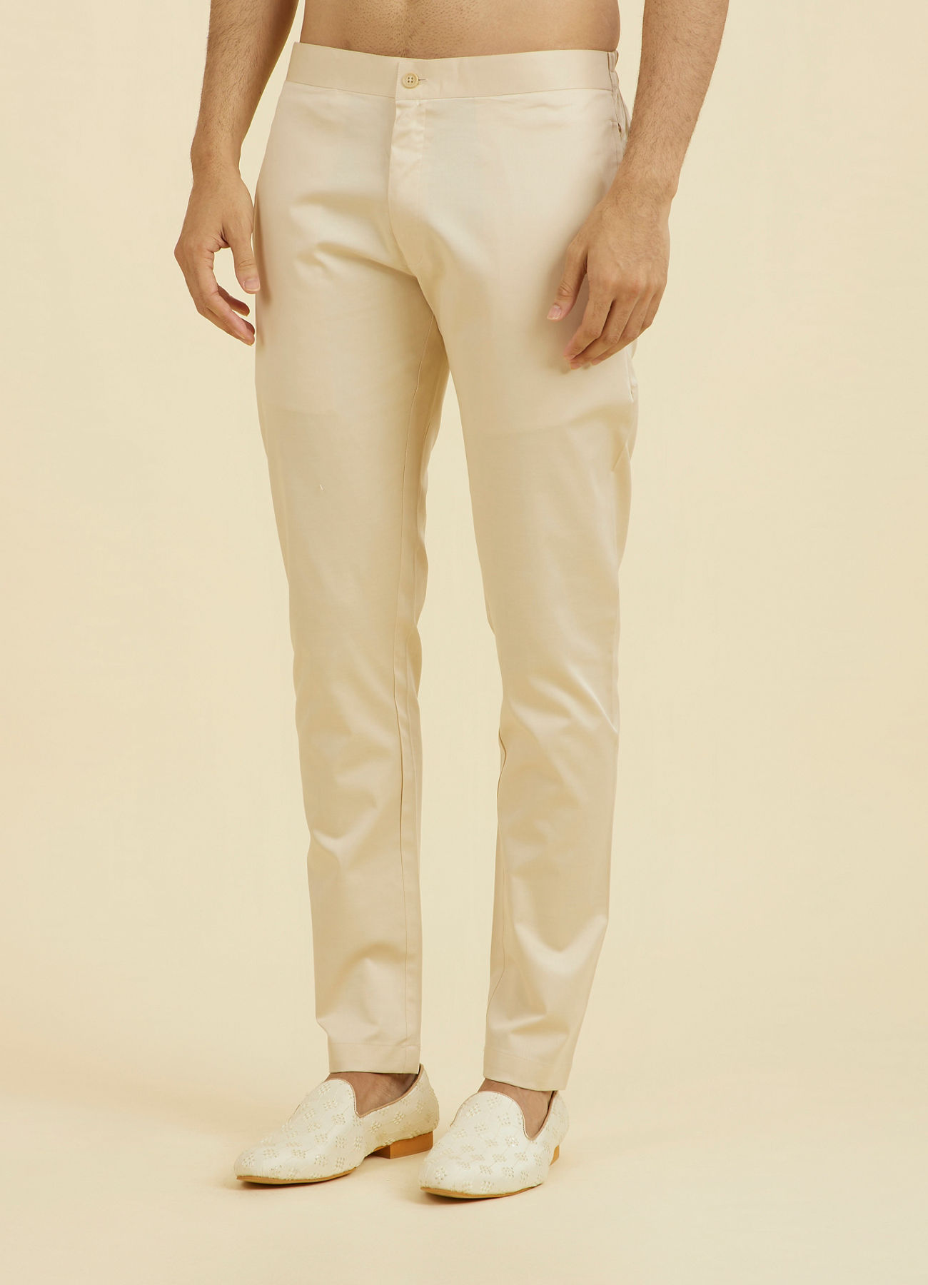 Manyavar Men Elegant Beige Occasion Pant