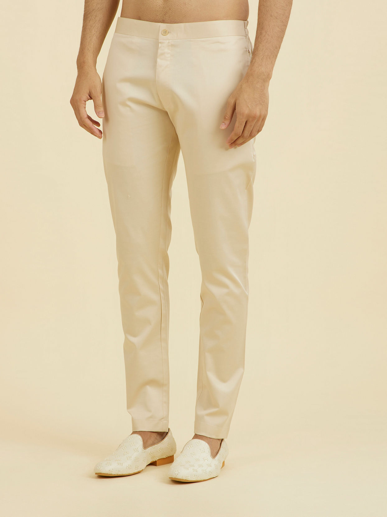 Manyavar Men Elegant Beige Occasion Pant