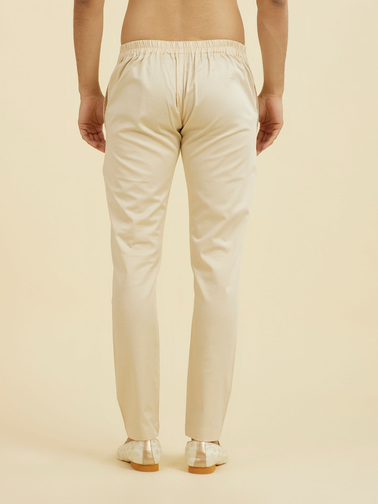 Manyavar Men Elegant Beige Occasion Pant