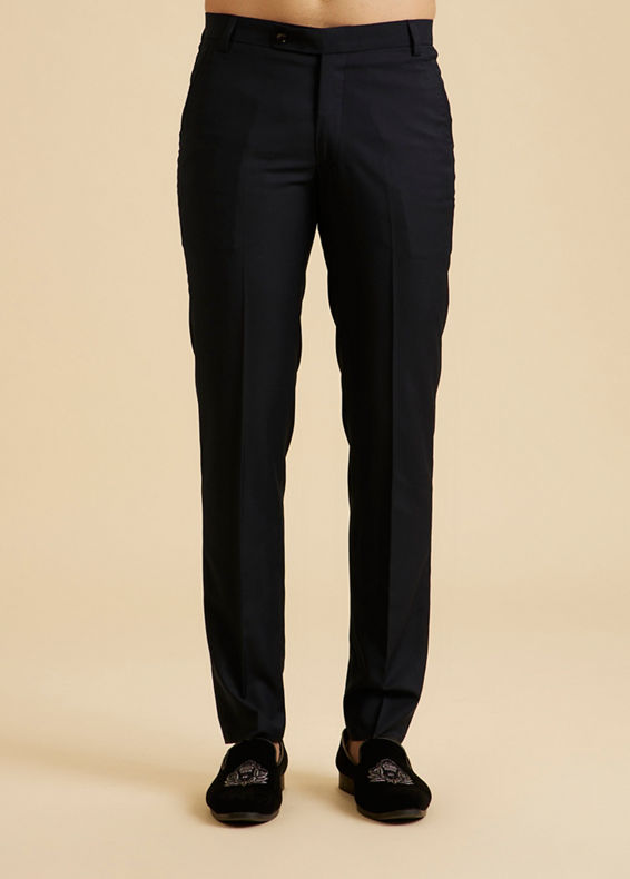 Manyavar Men Elegant Dark Blue Pant