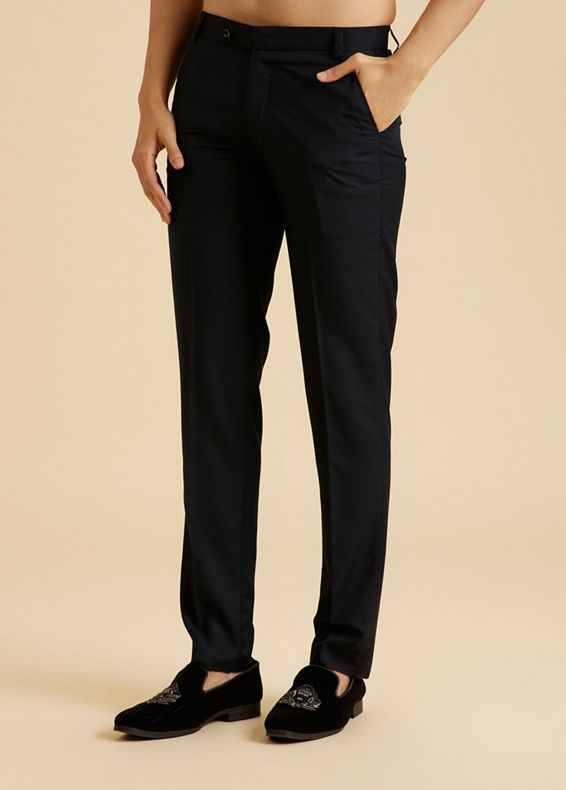 Manyavar Men Elegant Dark Blue Pant