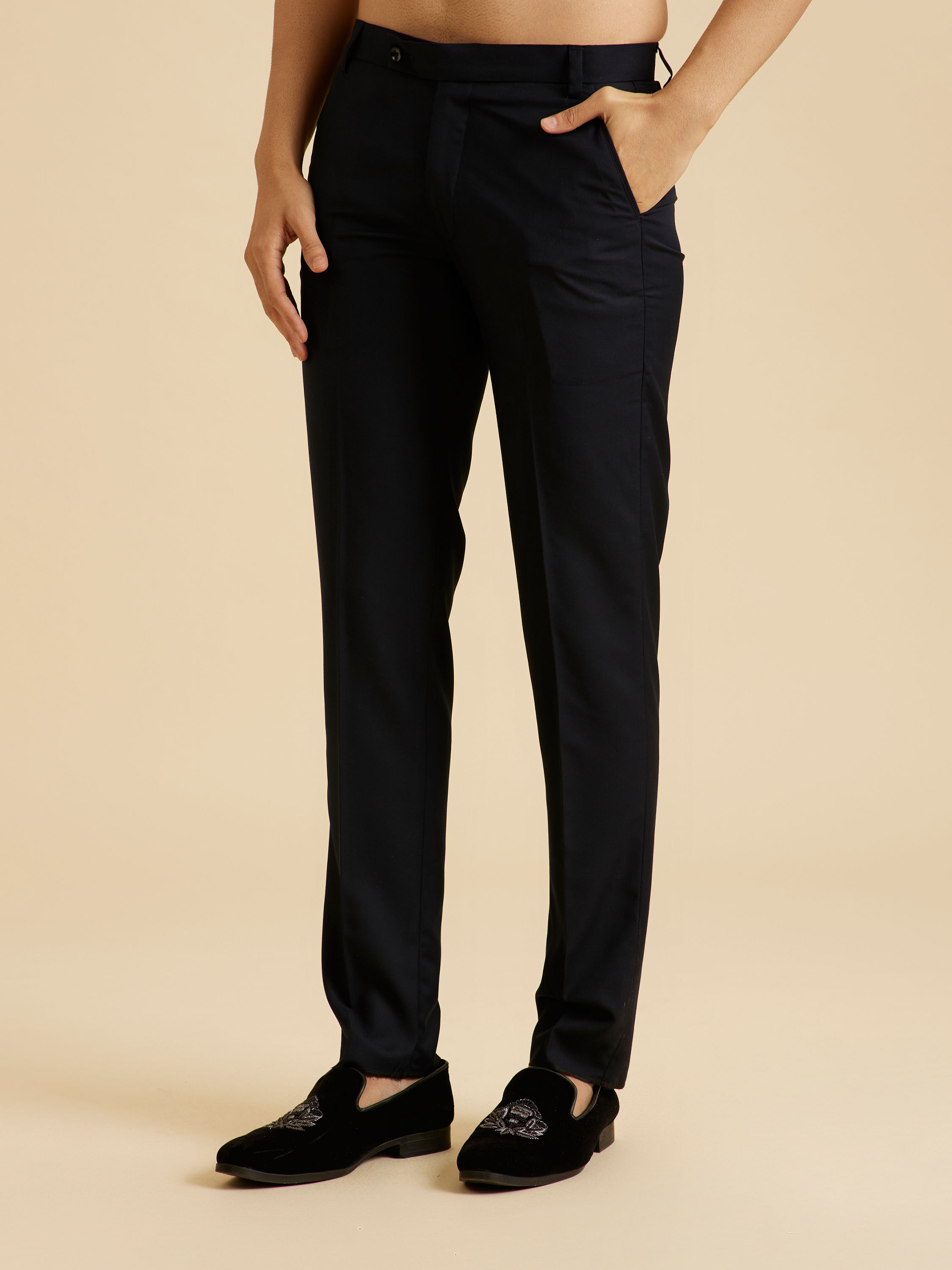 Manyavar Men Elegant Dark Blue Pant