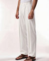 Manyavar Men Cream Spandex Pant with Pleats
