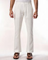 Manyavar Men Cream Spandex Pant with Pleats