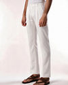 Manyavar Men Cream Spandex Pant with Pleats
