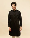 alt message - Manyavar Men Soot Black Pathani Style Kurta image number 0