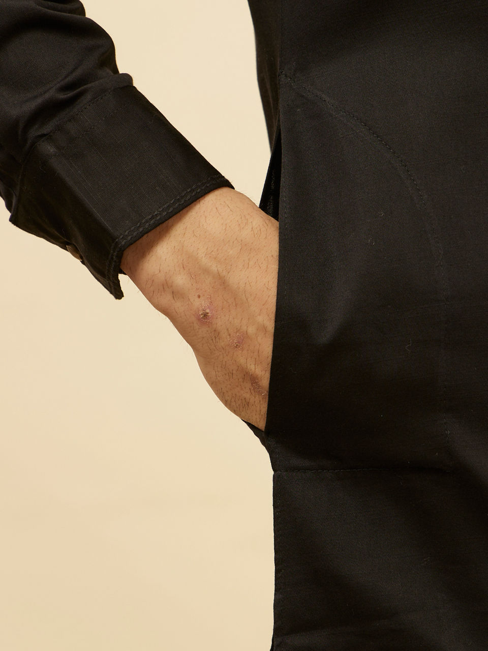 Manyavar Men Soot Black Pathani Style Kurta