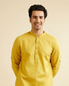 alt message - Manyavar Men Mustard Yellow Pathani Style Kurta image number 0