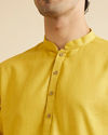 alt message - Manyavar Men Mustard Yellow Pathani Style Kurta image number 1