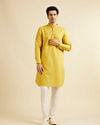 alt message - Manyavar Men Mustard Yellow Pathani Style Kurta image number 2