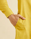 alt message - Manyavar Men Mustard Yellow Pathani Style Kurta image number 3