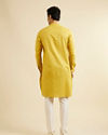 alt message - Manyavar Men Mustard Yellow Pathani Style Kurta image number 4