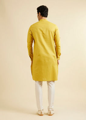 alt message - Manyavar Men Mustard Yellow Pathani Style Kurta image number 4