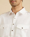 Manyavar Men Elegant White Cotton Pathani Kurta