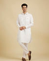 Manyavar Men Elegant White Cotton Pathani Kurta