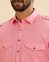 Manyavar Men Pink Elegance Cotton Pathani Kurta image number 1