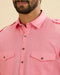 Manyavar Men Pink Elegance Cotton Pathani Kurta