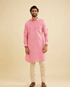 Manyavar Men Pink Elegance Cotton Pathani Kurta