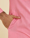 Manyavar Men Pink Elegance Cotton Pathani Kurta image number 3