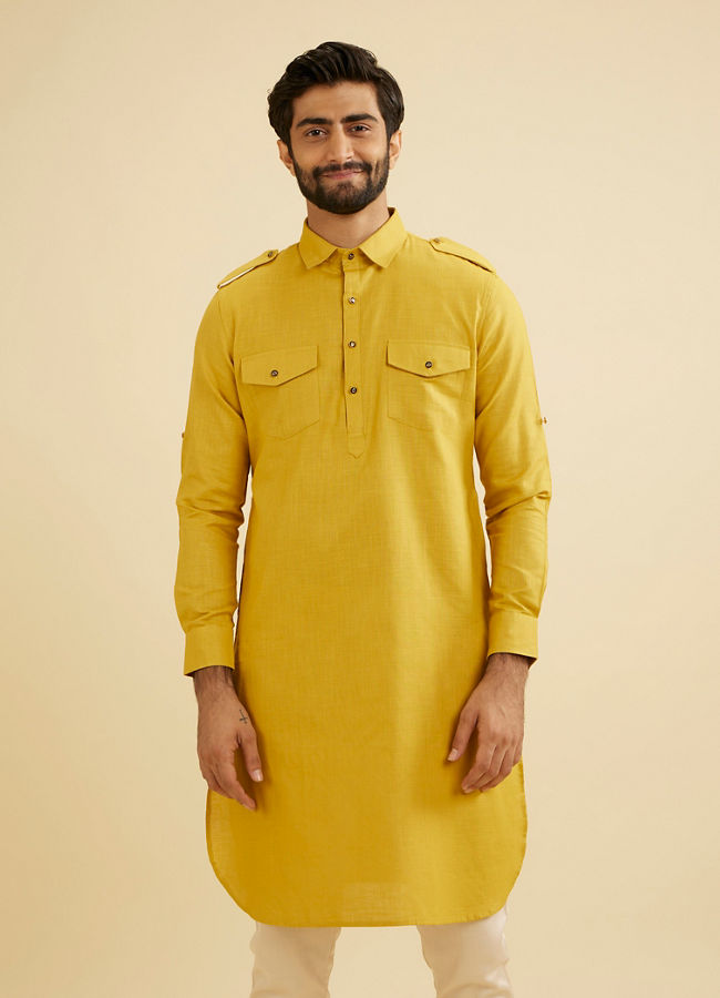 Manyavar Men Mustard Delight Festive Kurta image number 0