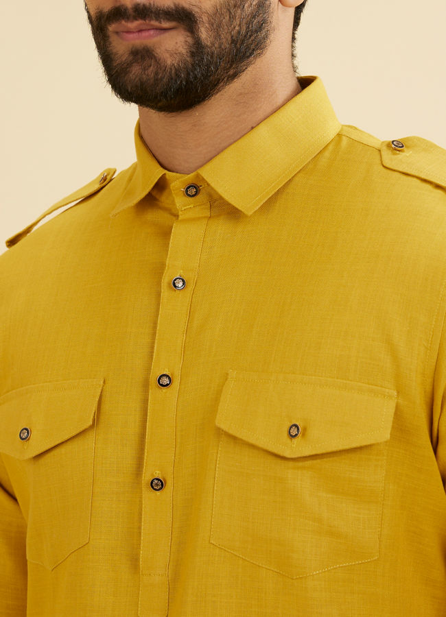 Manyavar Men Mustard Delight Festive Kurta image number 1