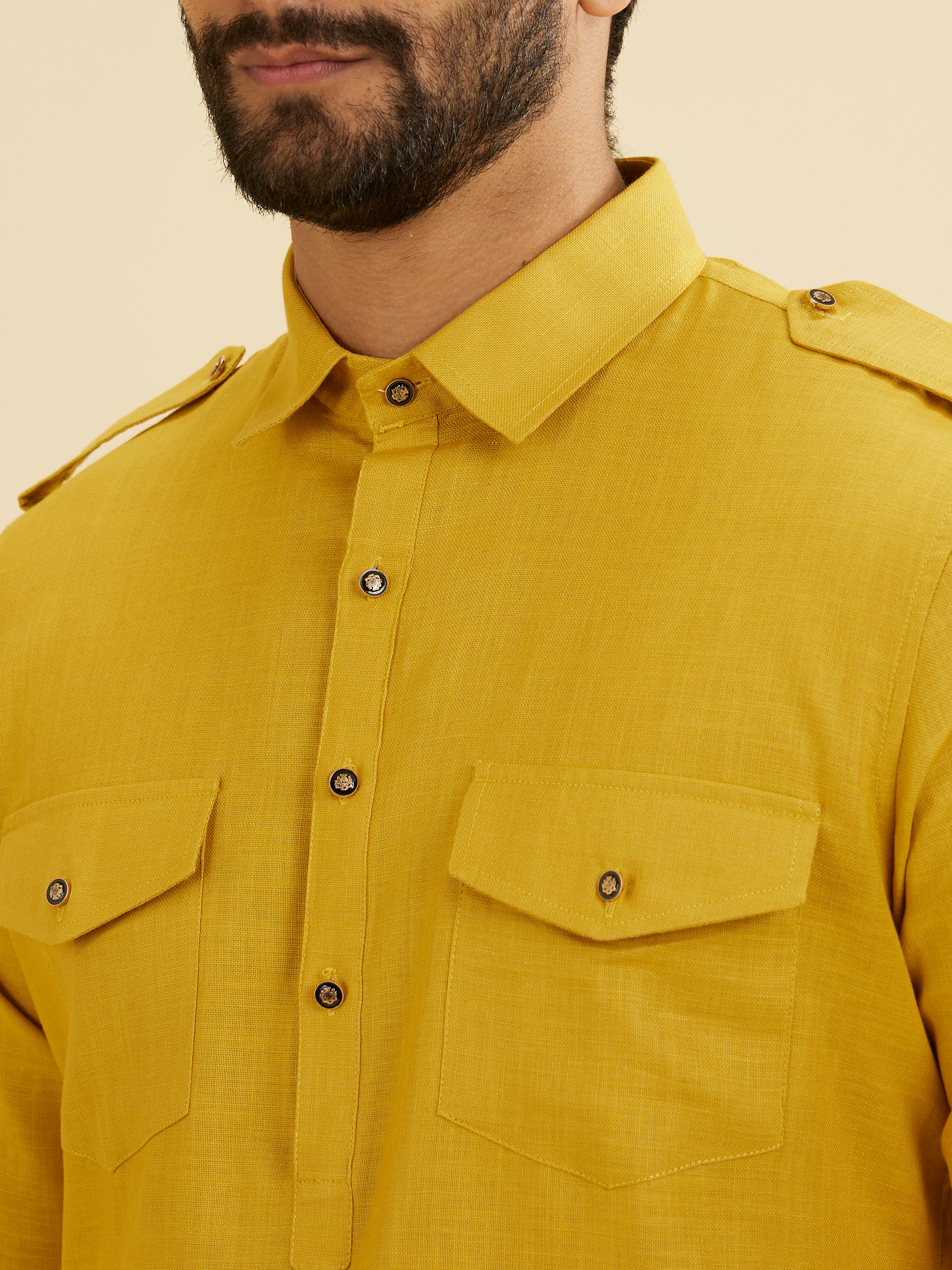 Manyavar Men Mustard Delight Festive Kurta