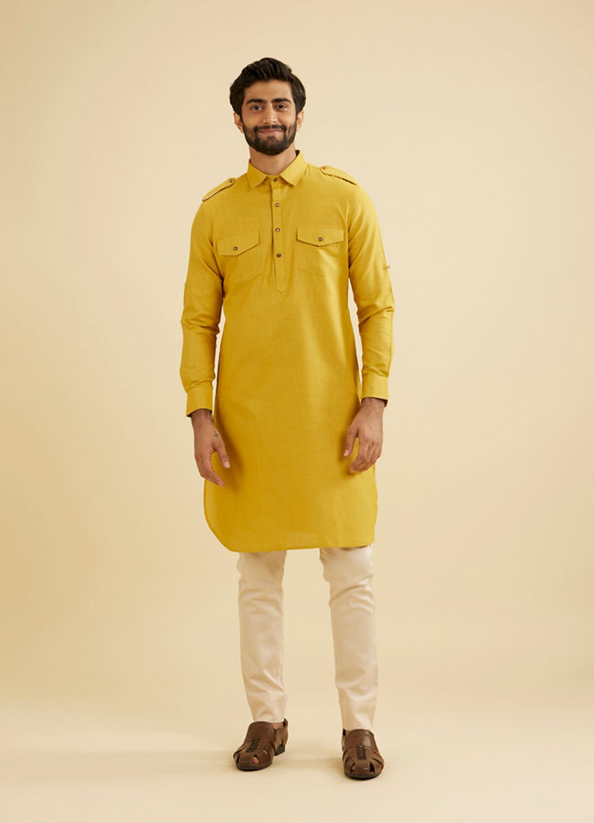 Manyavar Men Mustard Delight Festive Kurta image number 2