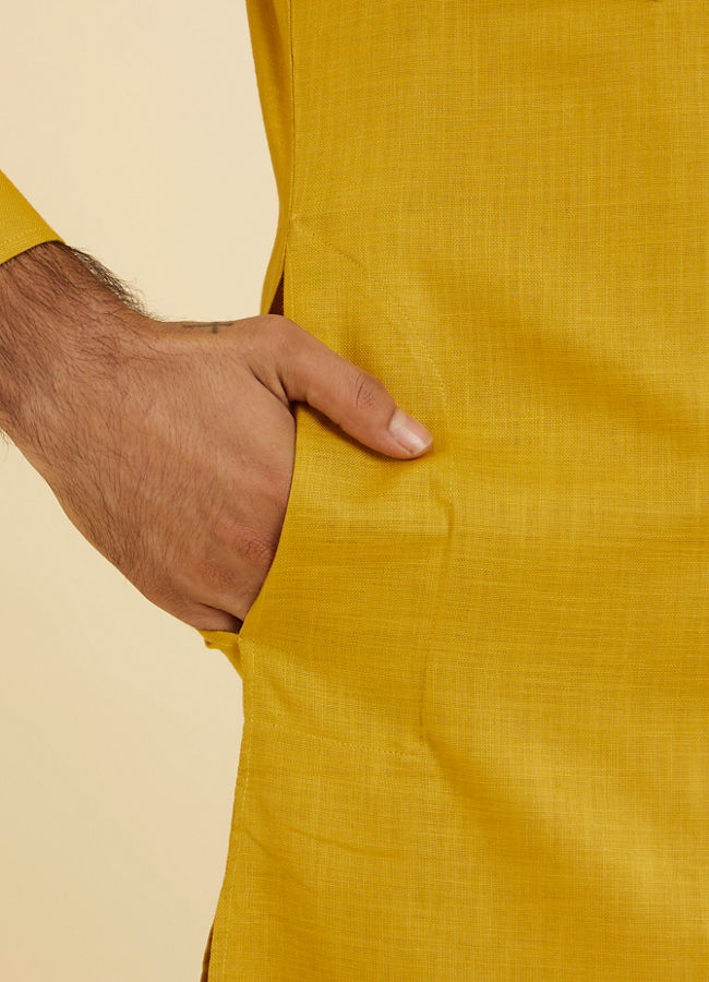 Manyavar Men Mustard Delight Festive Kurta image number 3