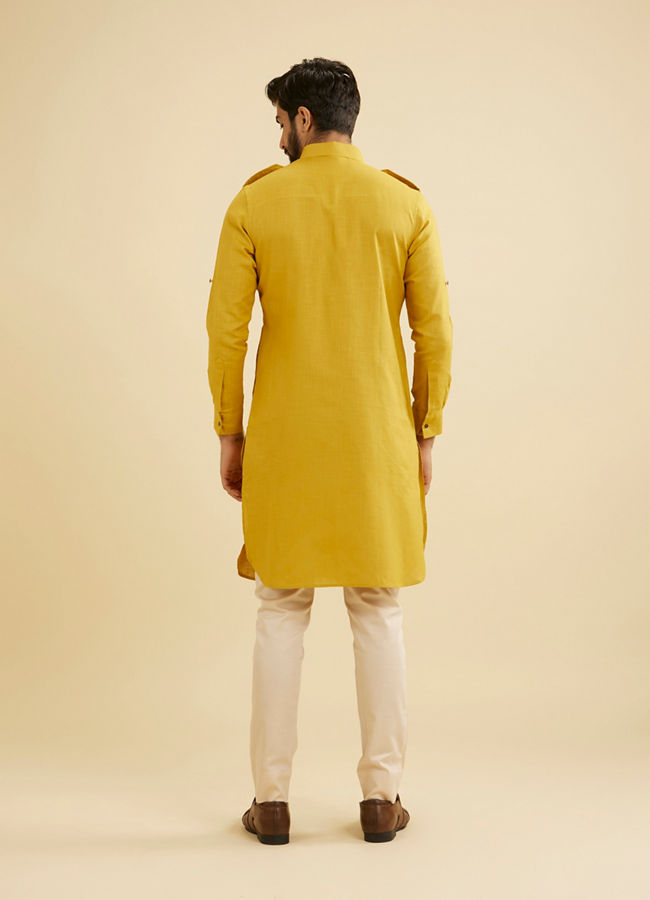 Manyavar Men Mustard Delight Festive Kurta image number 4