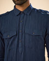 Manyavar Men Majestic Dark Blue Pathani Kurta