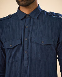 Manyavar Men Majestic Dark Blue Pathani Kurta
