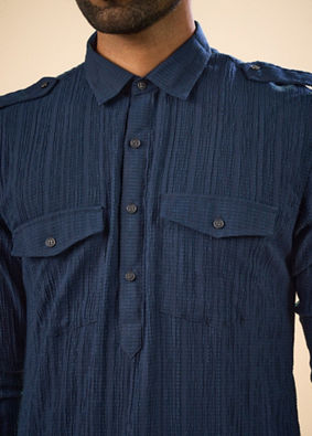 Manyavar Men Majestic Dark Blue Pathani Kurta