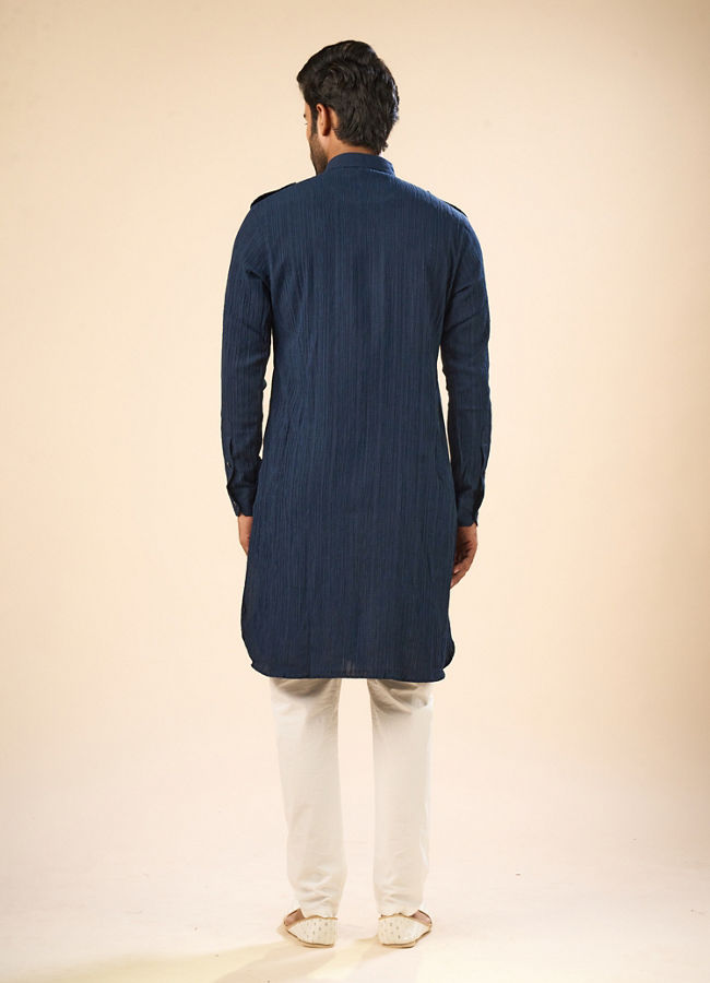 Manyavar Men Majestic Dark Blue Pathani Kurta