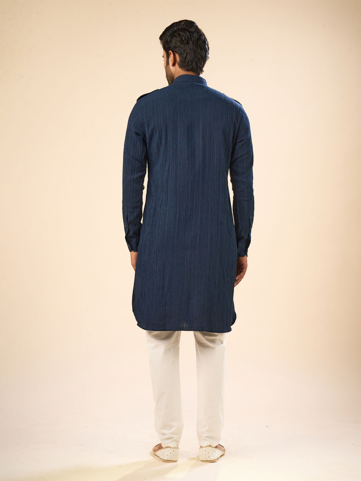 Manyavar Men Majestic Dark Blue Pathani Kurta