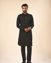 Manyavar Men Black Elegance Spandex Pathani Kurta