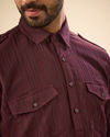Manyavar Men Elegant Wine Pathani Kurta Spandex
